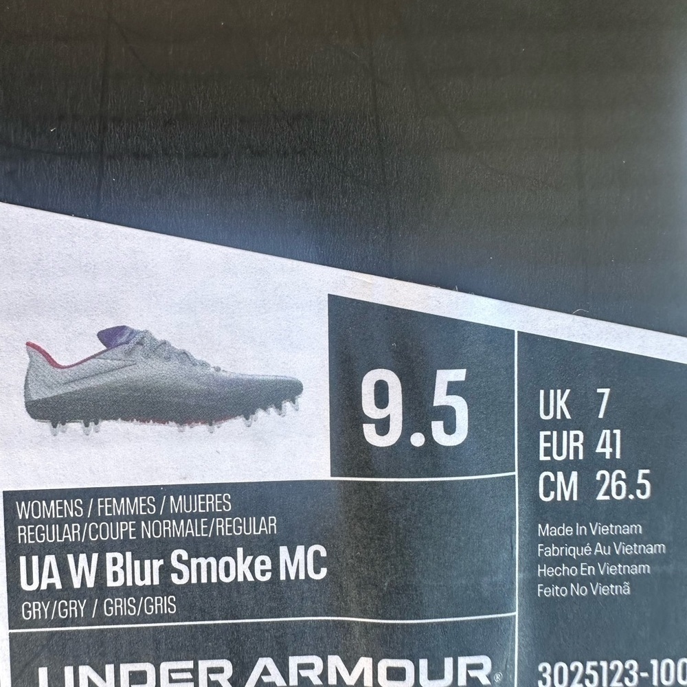 New Under Armour Blur Smoke MC Soccer Cleats Grey 3025123-100 Women's Size 9.5 - Picture 7 of 7
